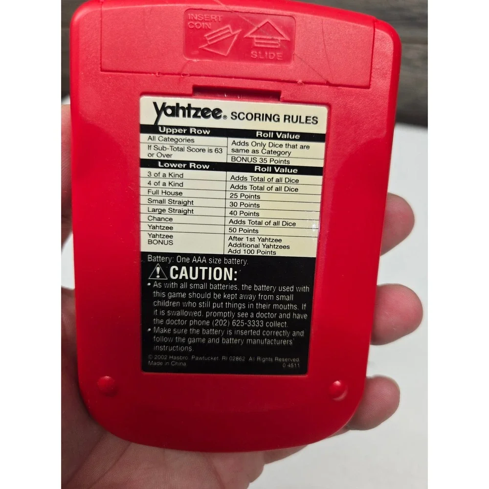 Vintage 2002 Hasbro Electronic Hand-Held Yahtzee Game Gold Red Works 04511